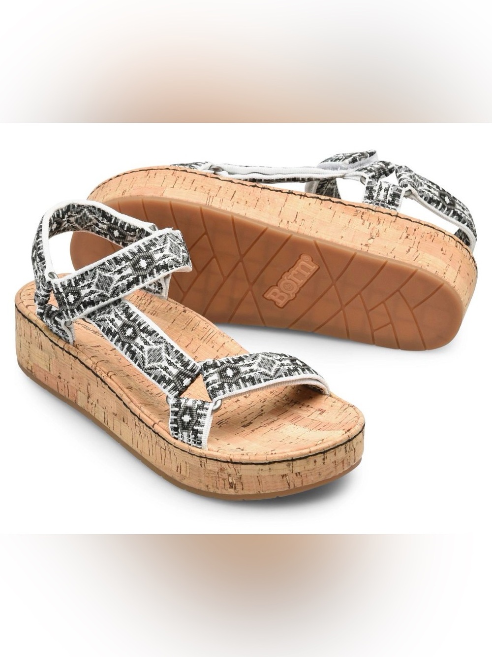 Born Sirena Sporty Cork Wedge Sandals 10 Boho Platform Summer Vacation
